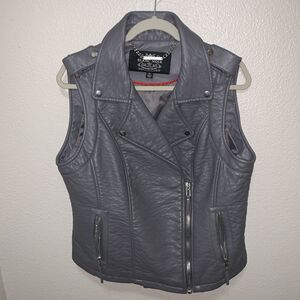 Blanc Noir Women’s Faux Leather Vest Size XL Gray